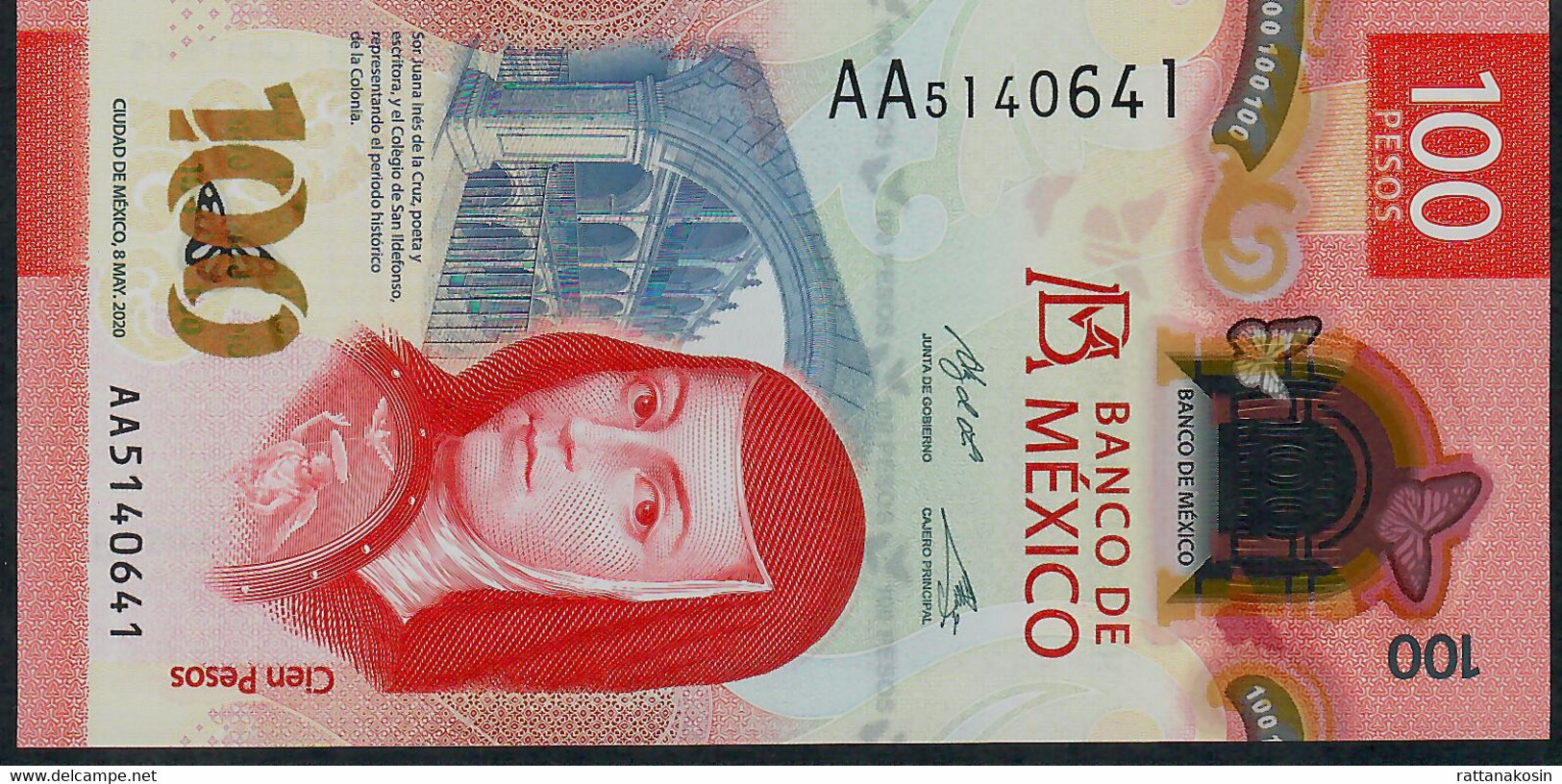 MEXICO NLP (B715a)   100 PESOS  8 May 2020  Serie AA FIRST DATE FIRST   Signature 12  Very Discret Vertical Fold AU-UNC. - Mexique