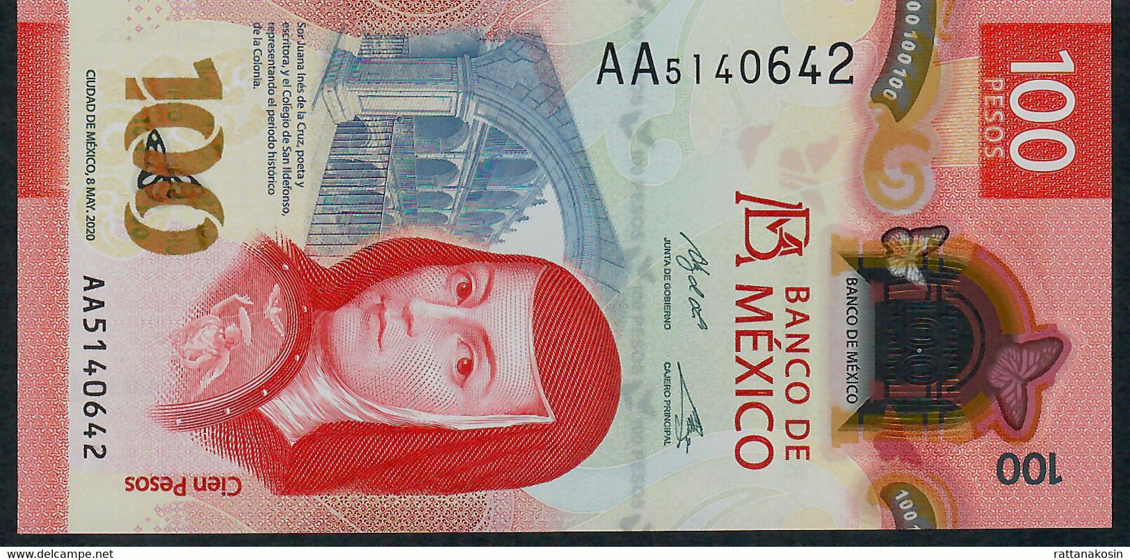 MEXICO NLP (B715a)   100 PESOS  8 May 2020  Serie AA  RARE FIRST DATE FIRST SERIE   Signature 12  UNC. - Mexique