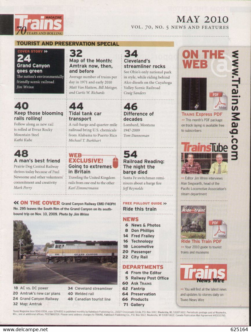Magazine TRAINS 2007 May The Magazine Of Railroading - Grand Canyon - Englisch