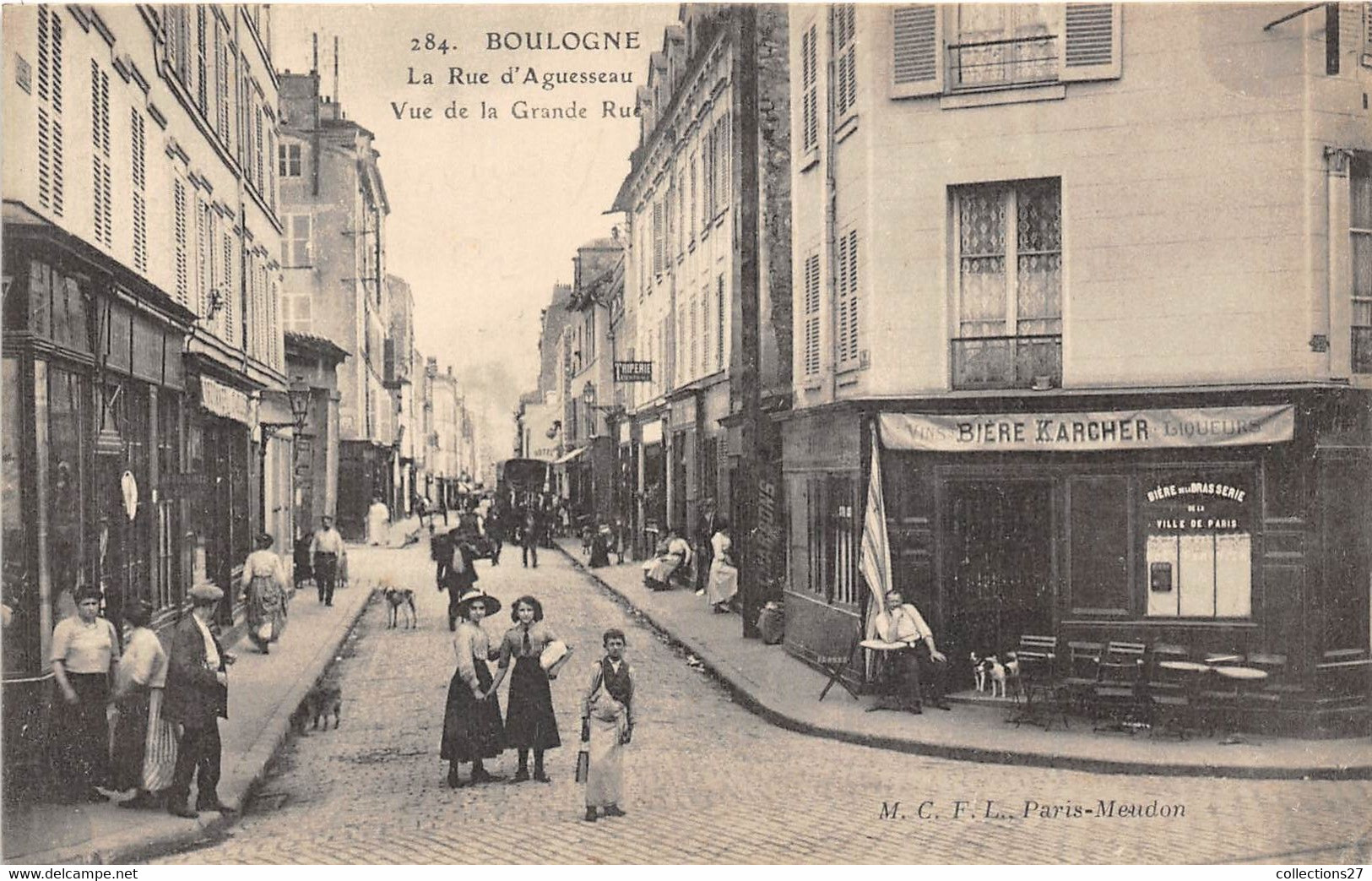 92-BOULOGNE- LA RUE D'AGUESSEAU VUE DE LA GRANDE RUE - Boulogne Billancourt