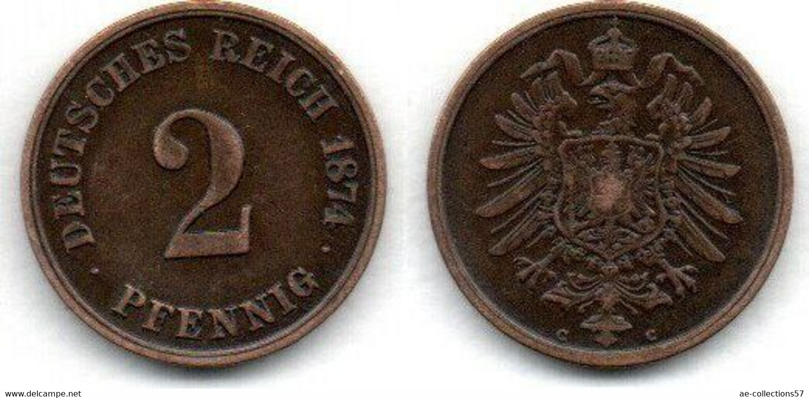 Allemagne -  2 Pfennig 1874 C TTB - 2 Pfennig
