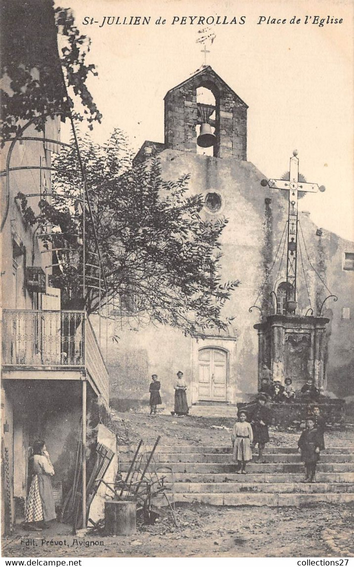 30-SAINT-JULIEN-DE-PEYROLLAS- PLACE DE L'EGLISE - Sonstige & Ohne Zuordnung