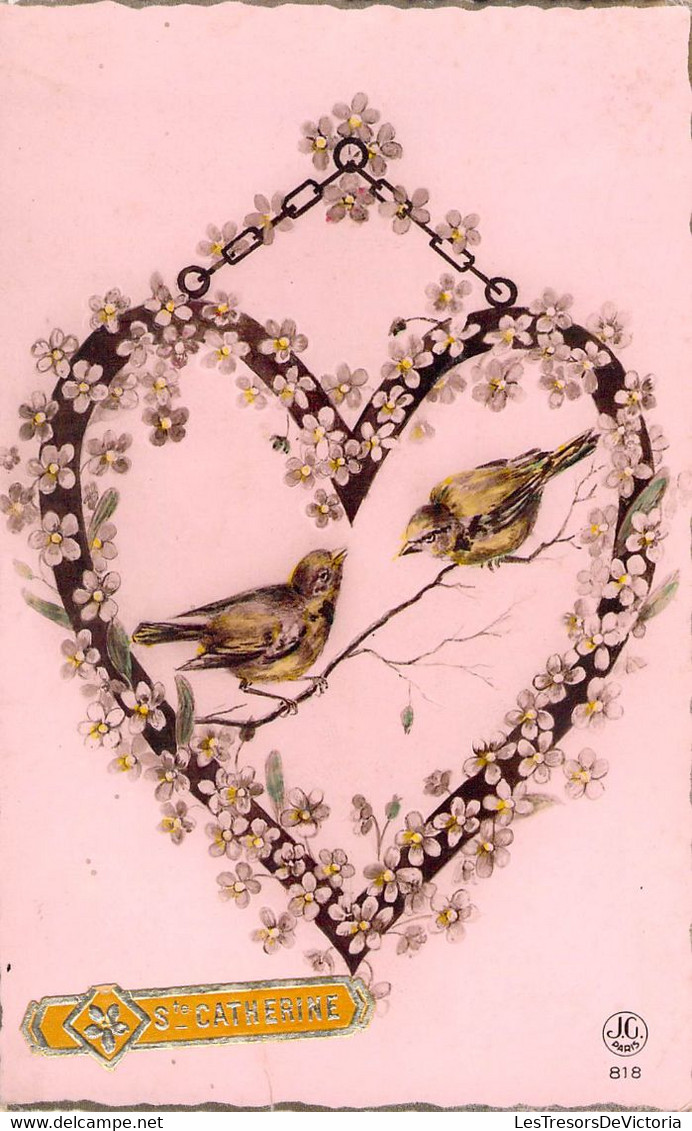 CPA Sainte Catherine - Deux Oiseaux Dans Un Coeur - Saint-Catherine's Day