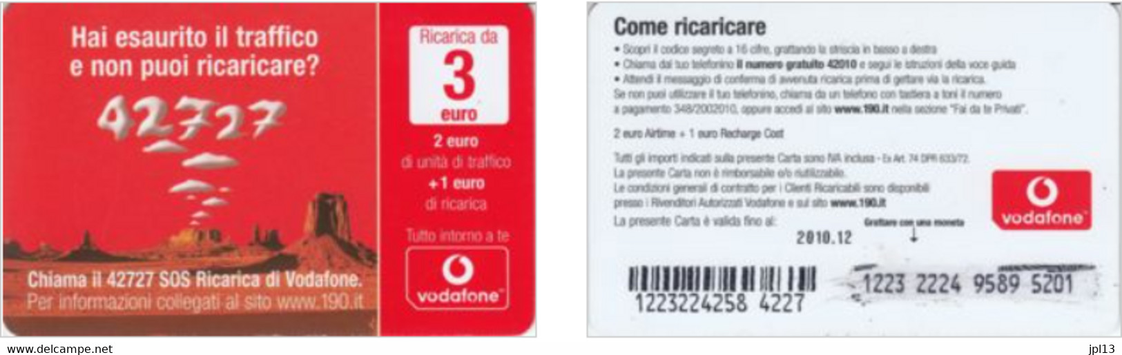 Recharge GSM - Italie - Vodafone - 42727 - S.O.S. Ricarica, Exp. 2010.12 - Otros & Sin Clasificación