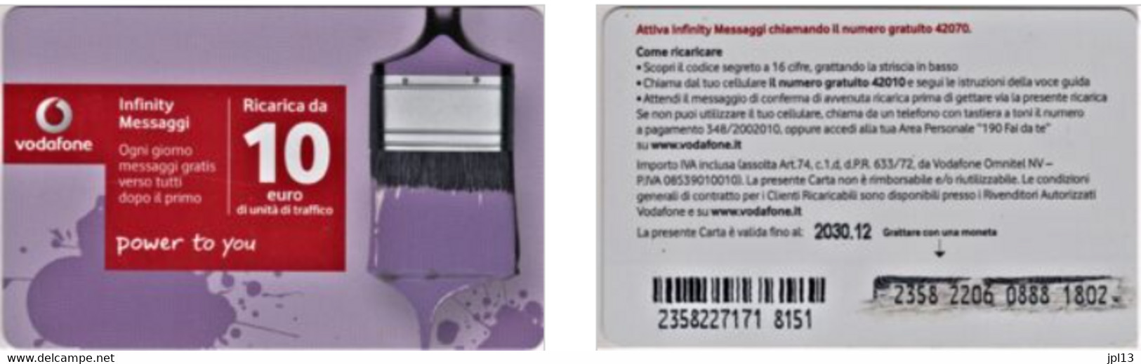 Recharge GSM - Italie - Vodafone - Infinity Messaggi, Exp. 2030.12 - Otros & Sin Clasificación