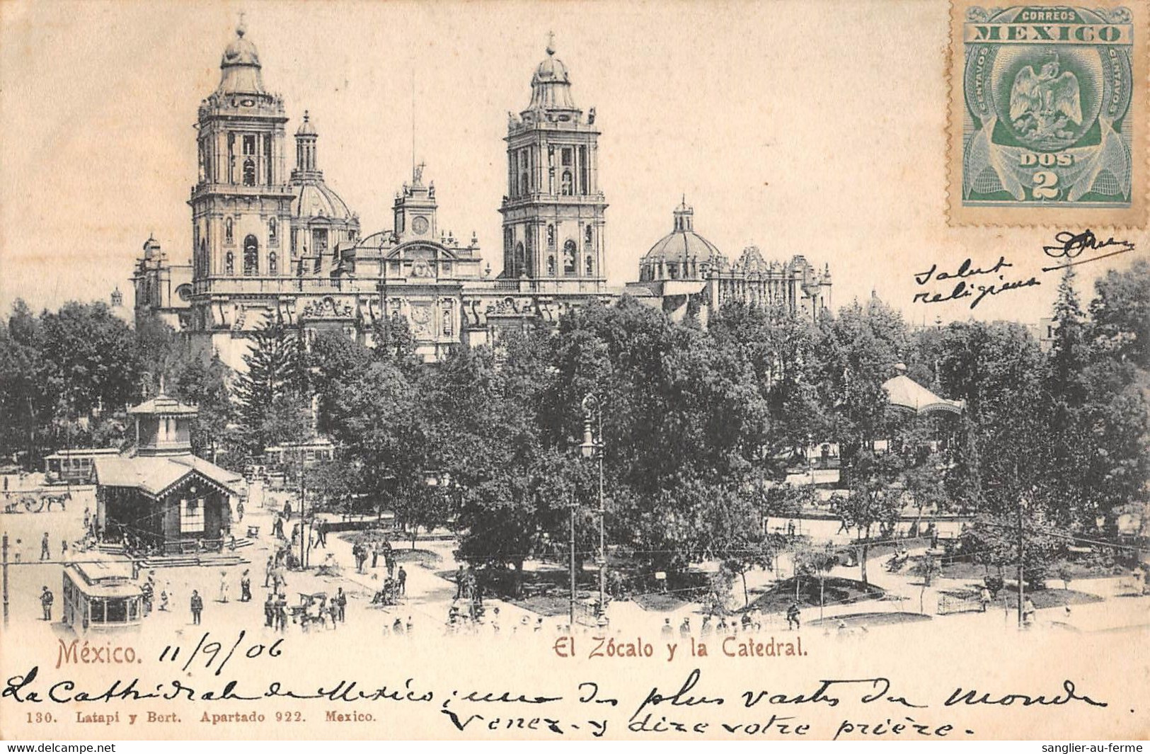 CPA MEXIQUE EL ZOCALO Y LA CATEDRAL - Mexiko