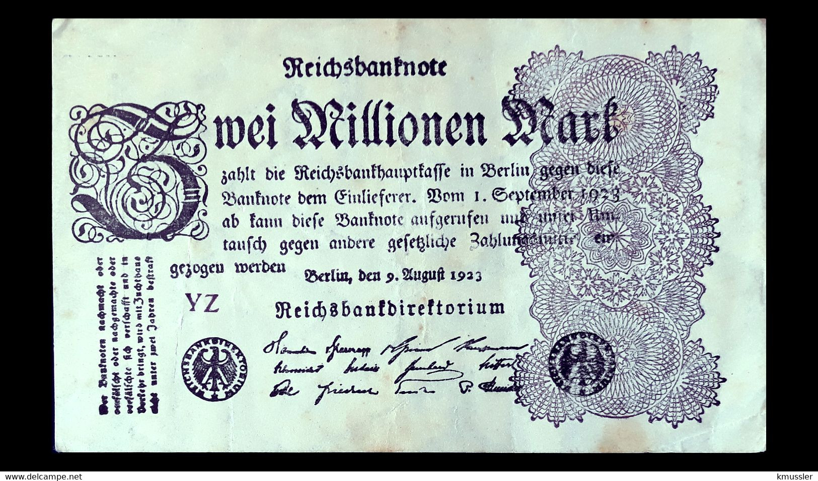 # # # Banknote Deutsches Reich (Germany) 2 Million Mark 1923 # # # - 2 Millionen Mark