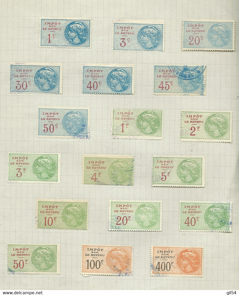 Sur Feuille De Cahier Début De Collection De Timbres Fiscaux ( 145 Pieces) + DOCUMENTS - Lp322 - Altri & Non Classificati