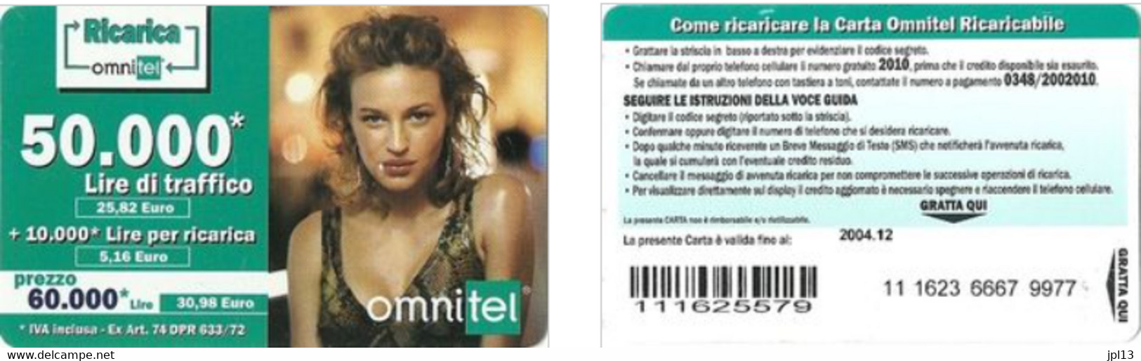 Recharge GSM - Italie - Omnitel - Femme, Exp. 2004.12 - Autres & Non Classés