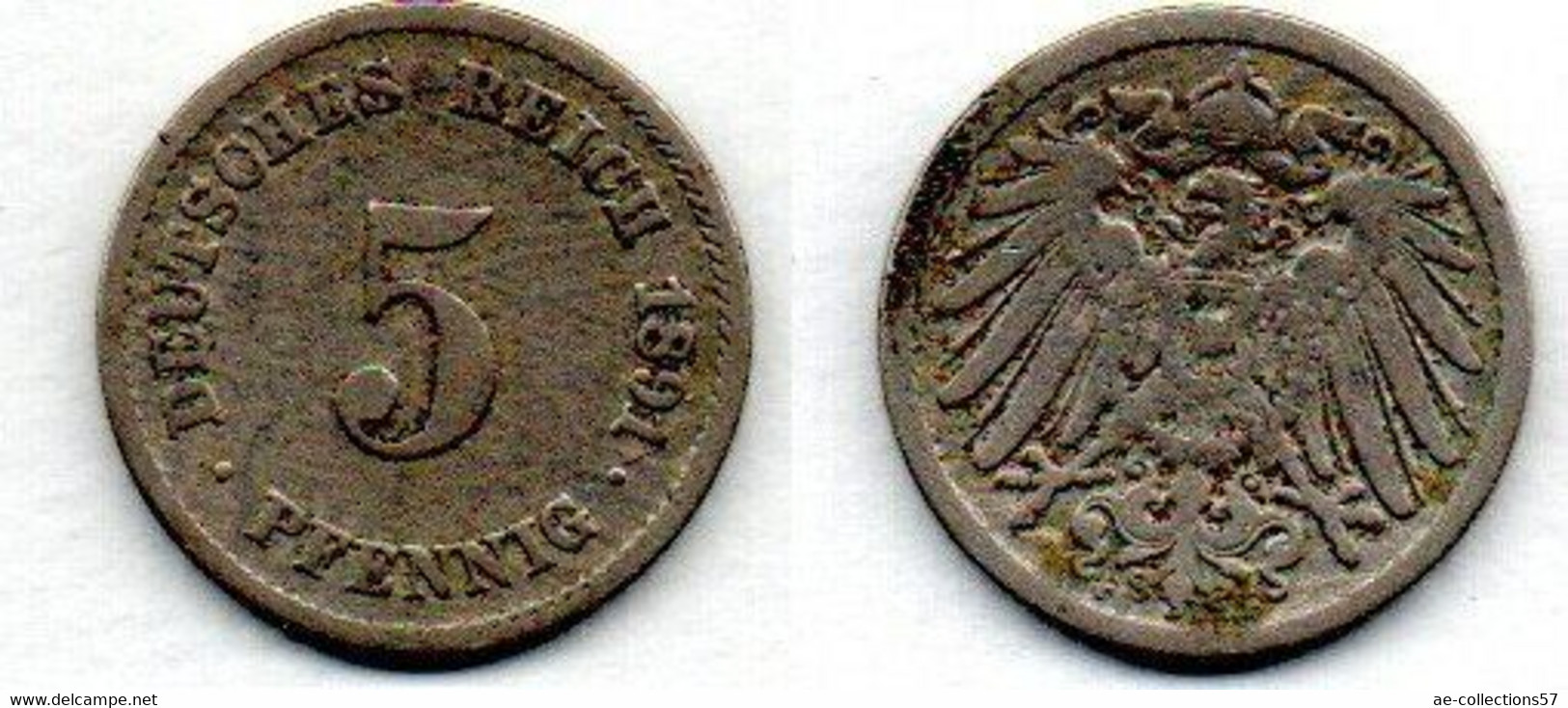 Allemagne - 5 Pfennig 1891 F TB+ - 5 Pfennig
