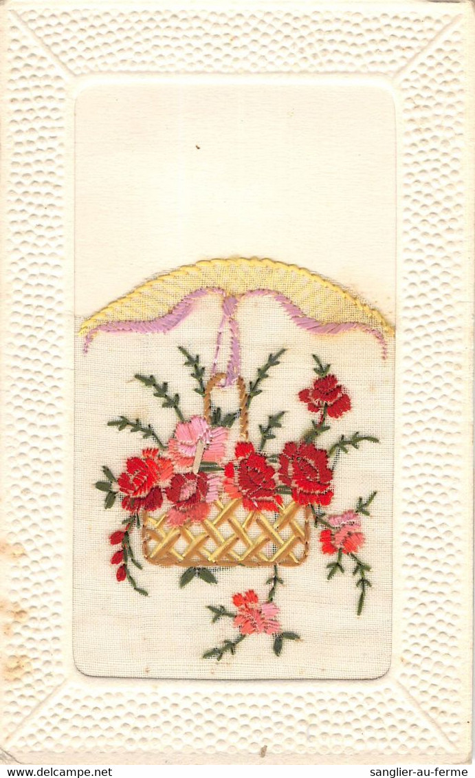 CPA MARINE FANTAISIE BRODEE FIGURANT UN PANIER FLEURI - Embroidered