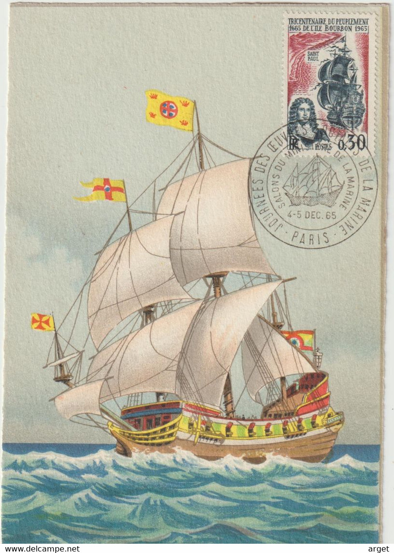 Carte-Maximum FRANCE N° Yvert 1461 (ILE BOURBON) Obl Sp Ill Salon De La Marine (Ed BD 11.99 D) - 1960-1969
