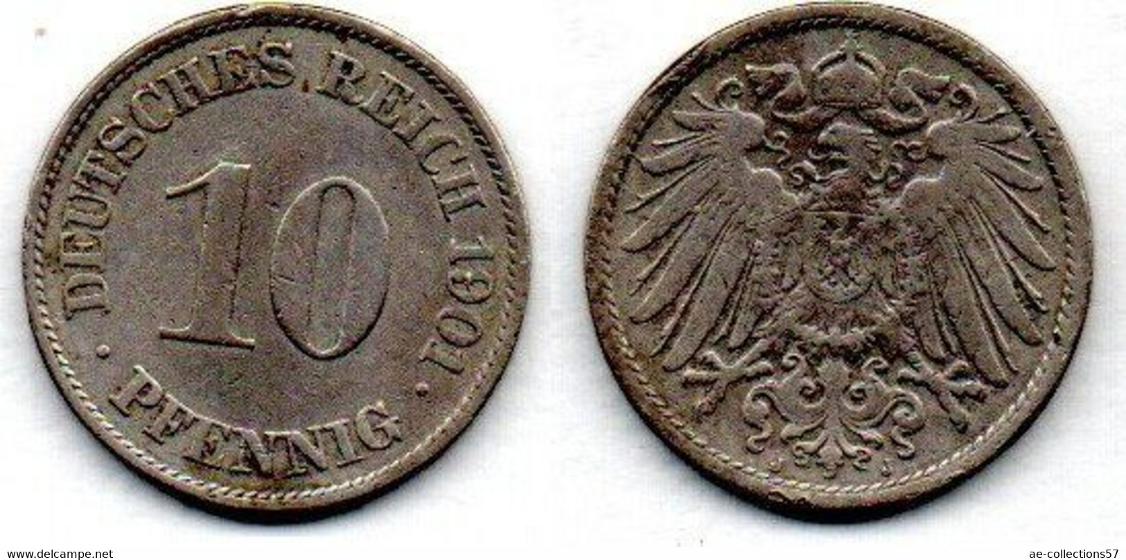 Allemagne - 10 Pfennig  1901 J TB - 10 Pfennig