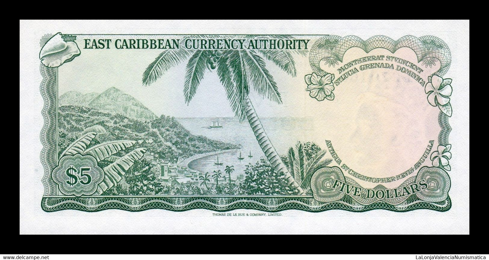 Estados Del Caribe East Caribbean 5 Dollars Elizabeth II 1965 Pick 14h(2) SC UNC - East Carribeans