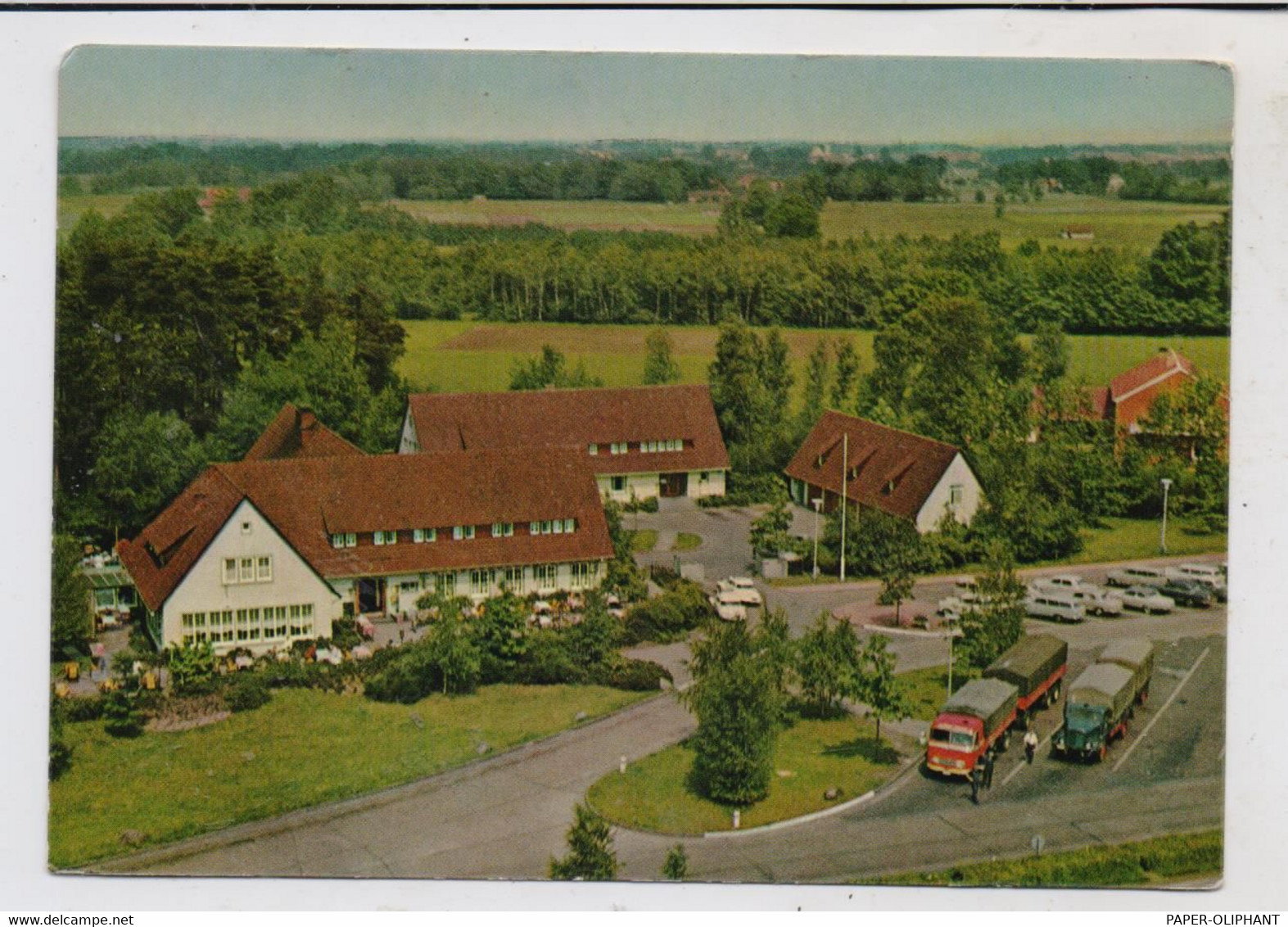 4830 GÜTERSLOH, Autobahn - Raststätte, Luftaufnahme, LKW's - Guetersloh