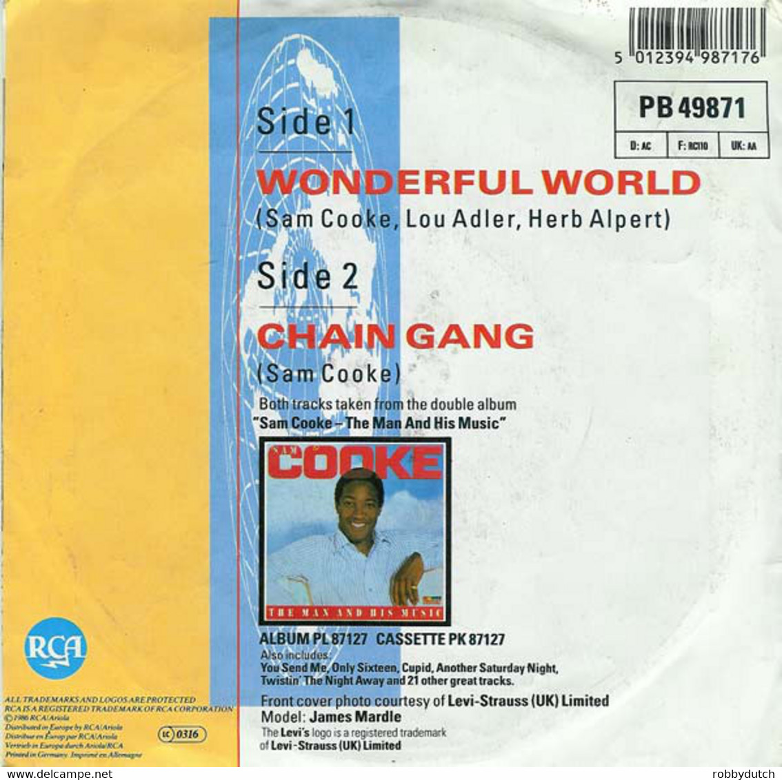* 7" *  SAM COOKE - WONDERFUL WORLD (Holland 1962) - Soul - R&B