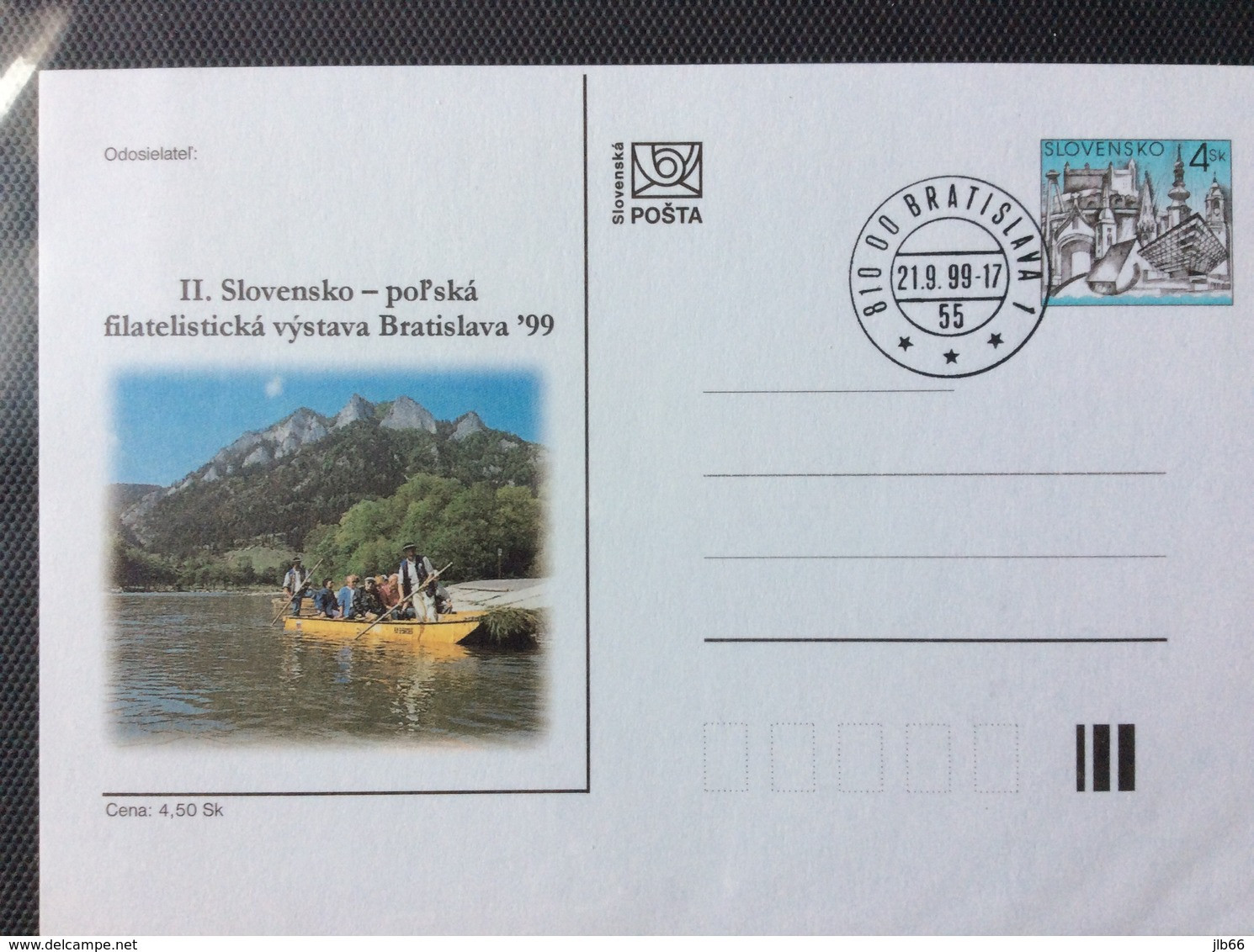Slovaquie 1999 CDV 34 Canot Barque Sur Le Danube Exposition Pologne Slovaquie - Cartes Postales