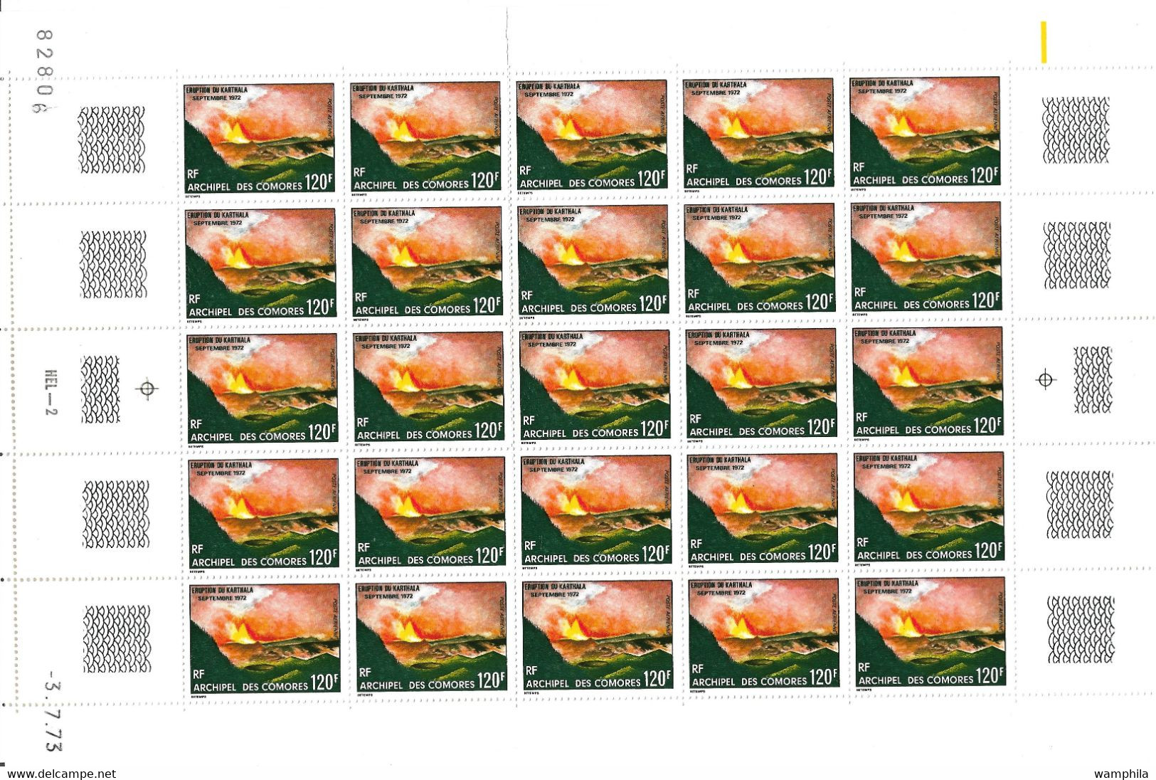 Comores N°54** En Feuille De 25 Coin Daté, Cote 200€. - Unused Stamps