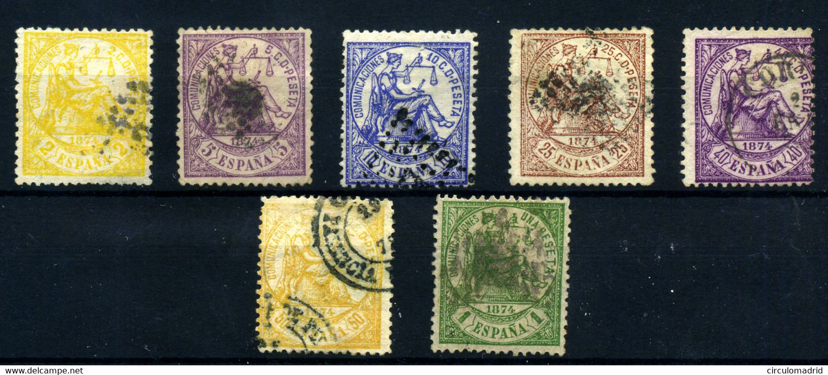 España Usados Nº 143/5, 147/50 Año 1874 - Used Stamps