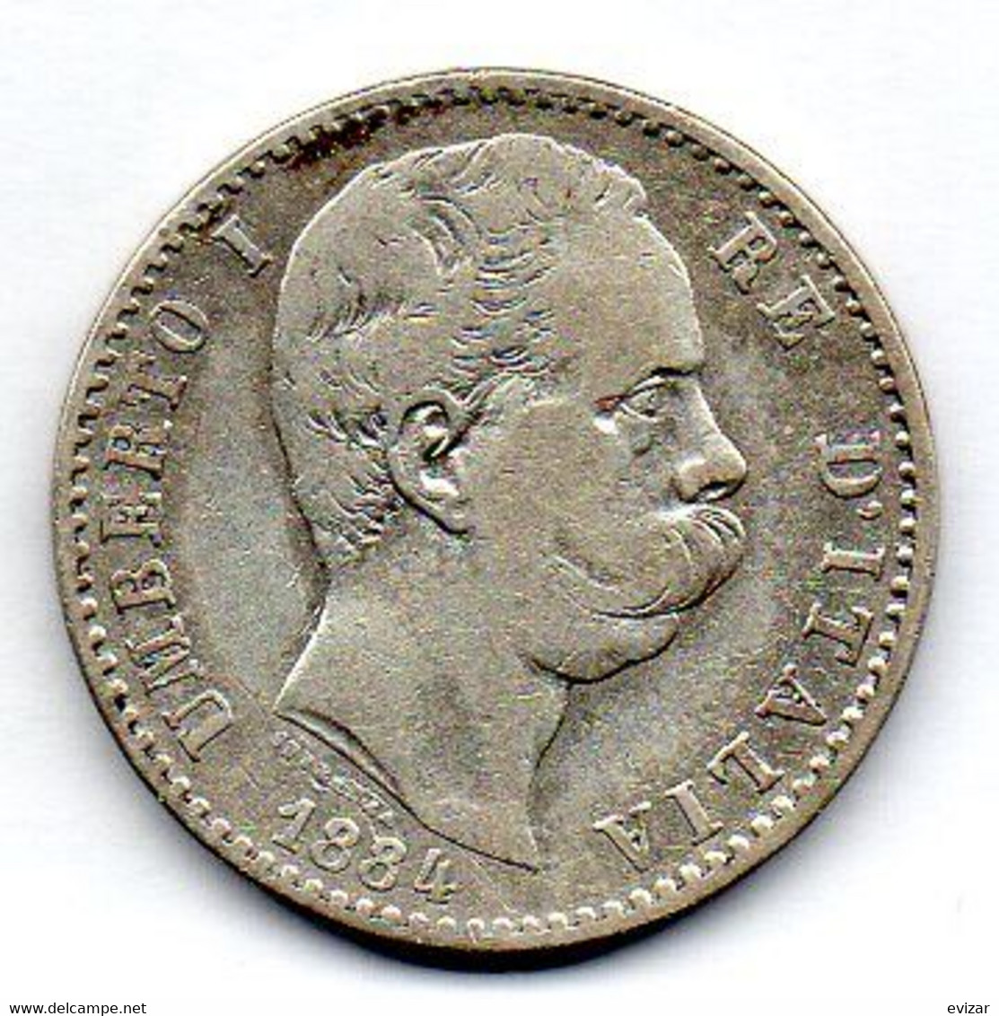 ITALIA, 2 Lire, Silver, Year 1884-R, KM #23 - 1878-1900 : Umberto I