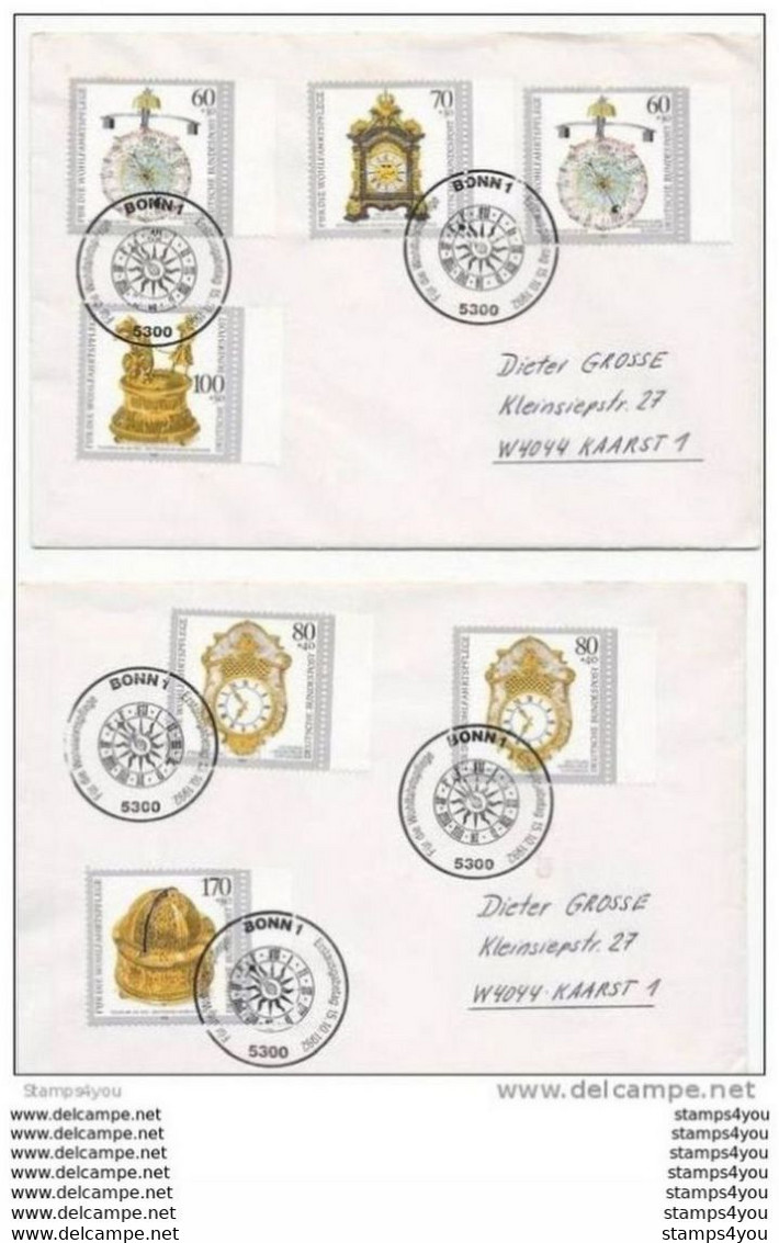 34 - 76 -  2 Enveloppes Allemandes Avec Timbres Horlogerie Et Oblit Spéciale De Bonn 1992 - Horlogerie