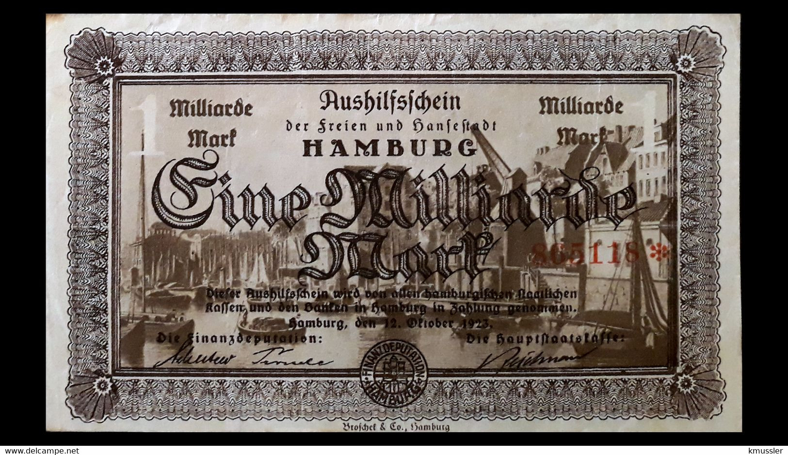 # # # Banknote Hamburg 100.000 Mark # # # - 1 Million Mark