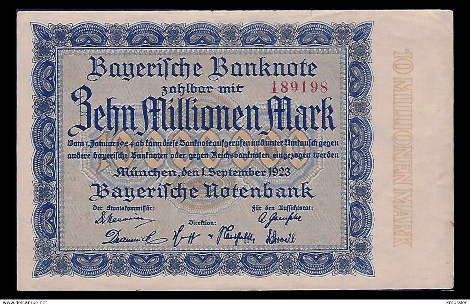 # # # Banknote Bayerische Notenbank 10 Millionen Mark 1923 UNC- # # - 1 Miljoen Mark