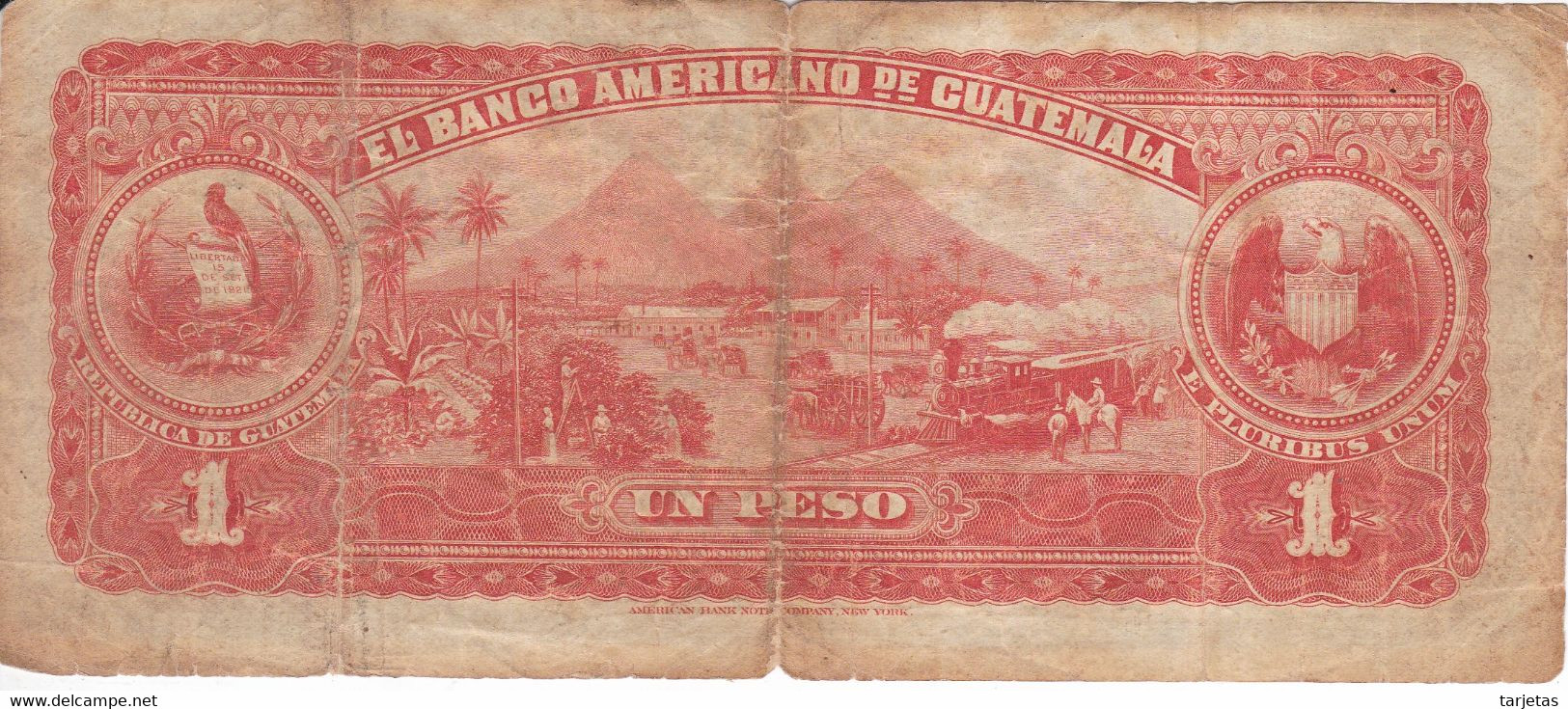 BILLETE DE GUATEMALA DE 1 PESO DEL AÑO 1899 (BANKNOTE)  RARO - Guatemala