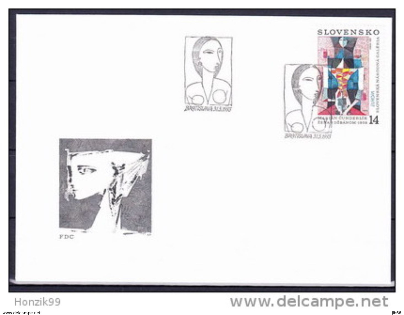 FDC 13 SLOVAQUIE 1993 Mi 174 Yv 140 EUROPA Art Contemporain Femme Avec Cruche De CUNDERLIK - FDC