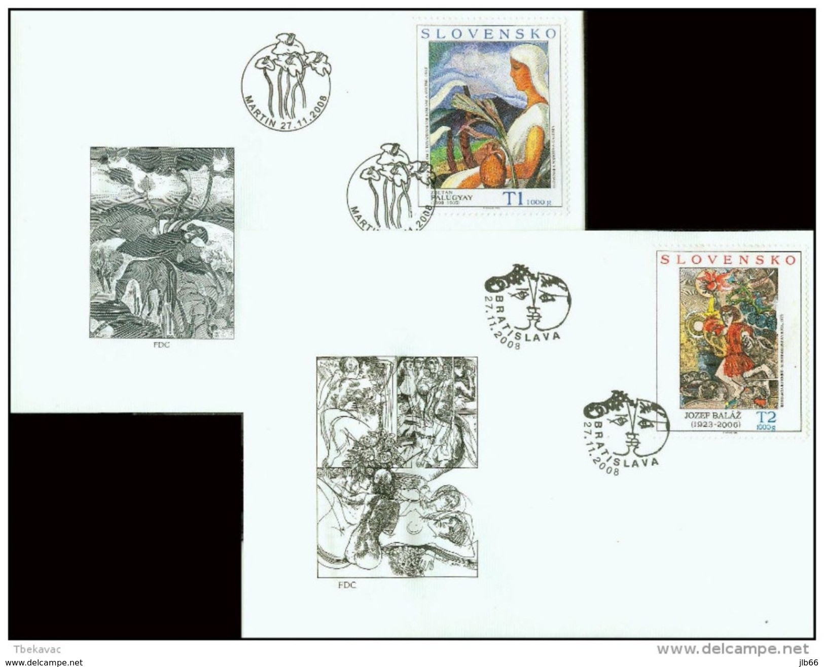 2 FDC 434/5  SLOVAQUIE 2008 Illustration De Livres 7 Fleurs Colorées Tableau Jeune Fille Cheminées Usine Yv 517/8 Mi 593 - FDC