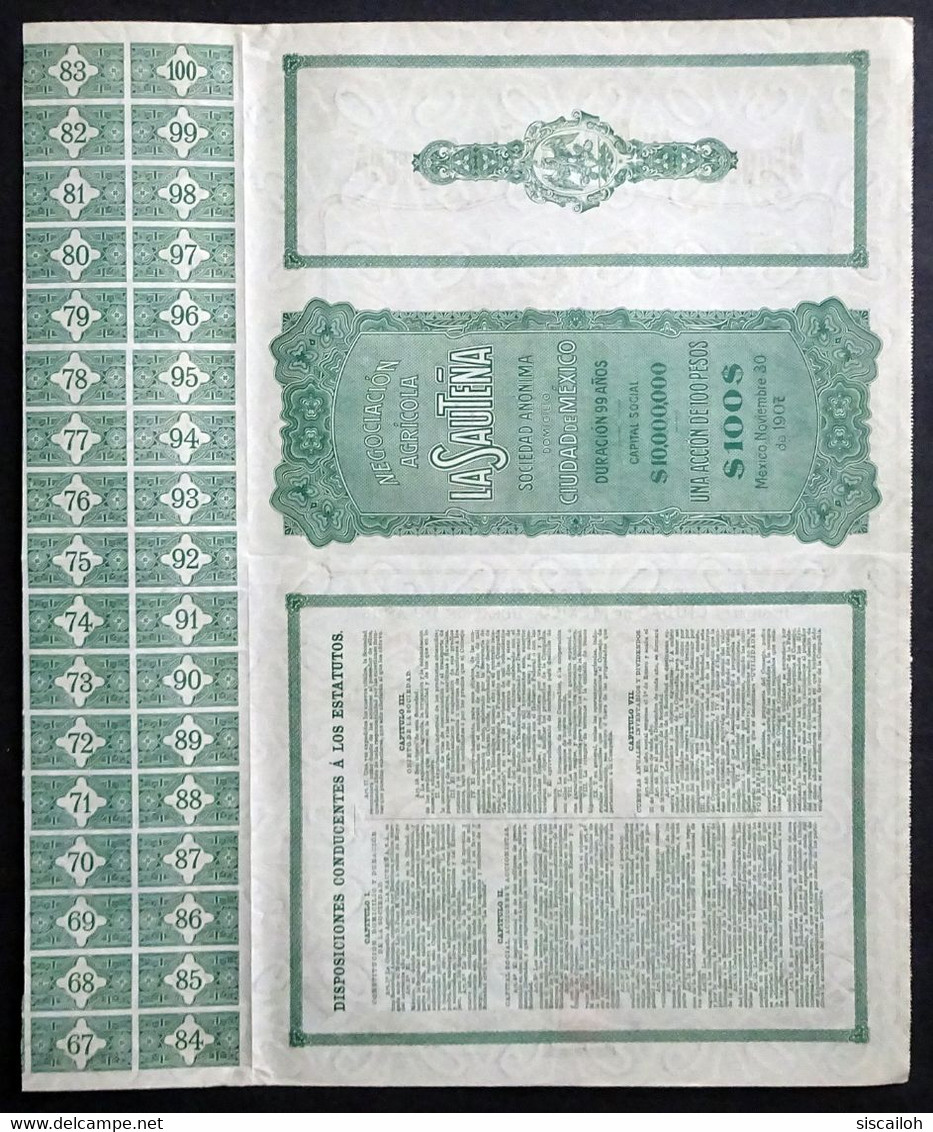 1907 Mexico: Negociacion Agricola “La Sautena” - Mexican Agriculture Company - Landwirtschaft