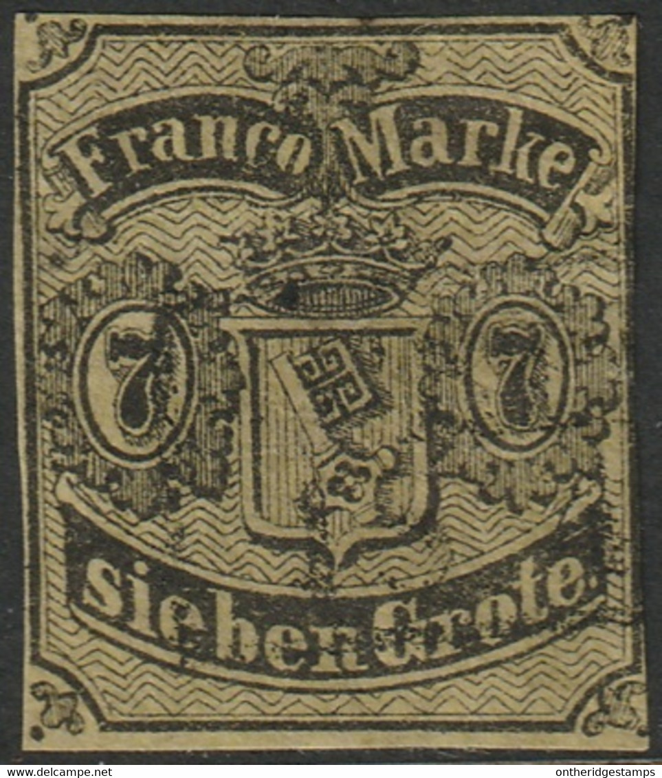 Bremen 1860 Sc 3a Mi 3b Yt 3 Used Light Box Cancel Thin Paper - Brême