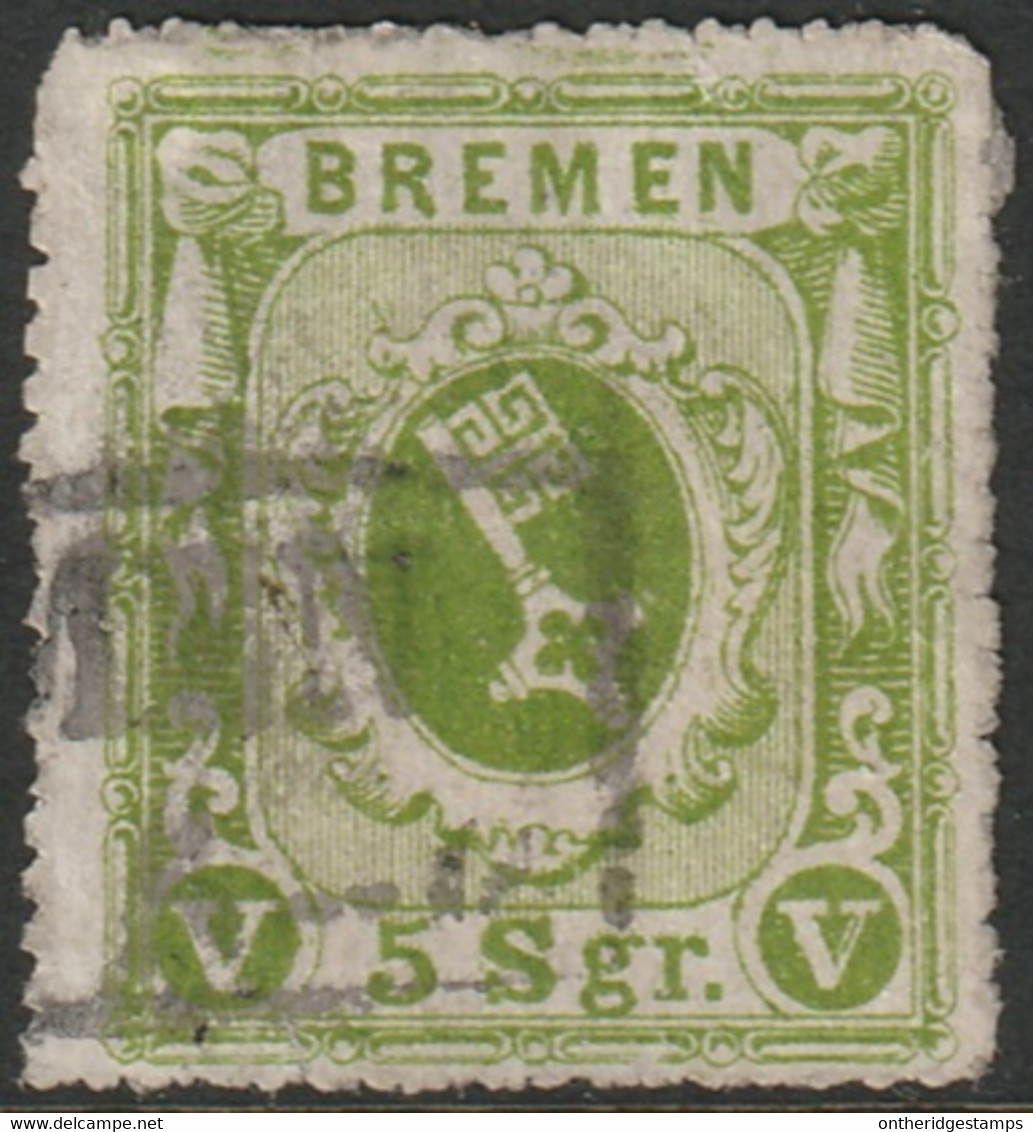 Bremen 1863 Sc 8a Mi 9c Yt 9 Used Chalky Paper Bremen Box Cancel Small Tear - Bremen