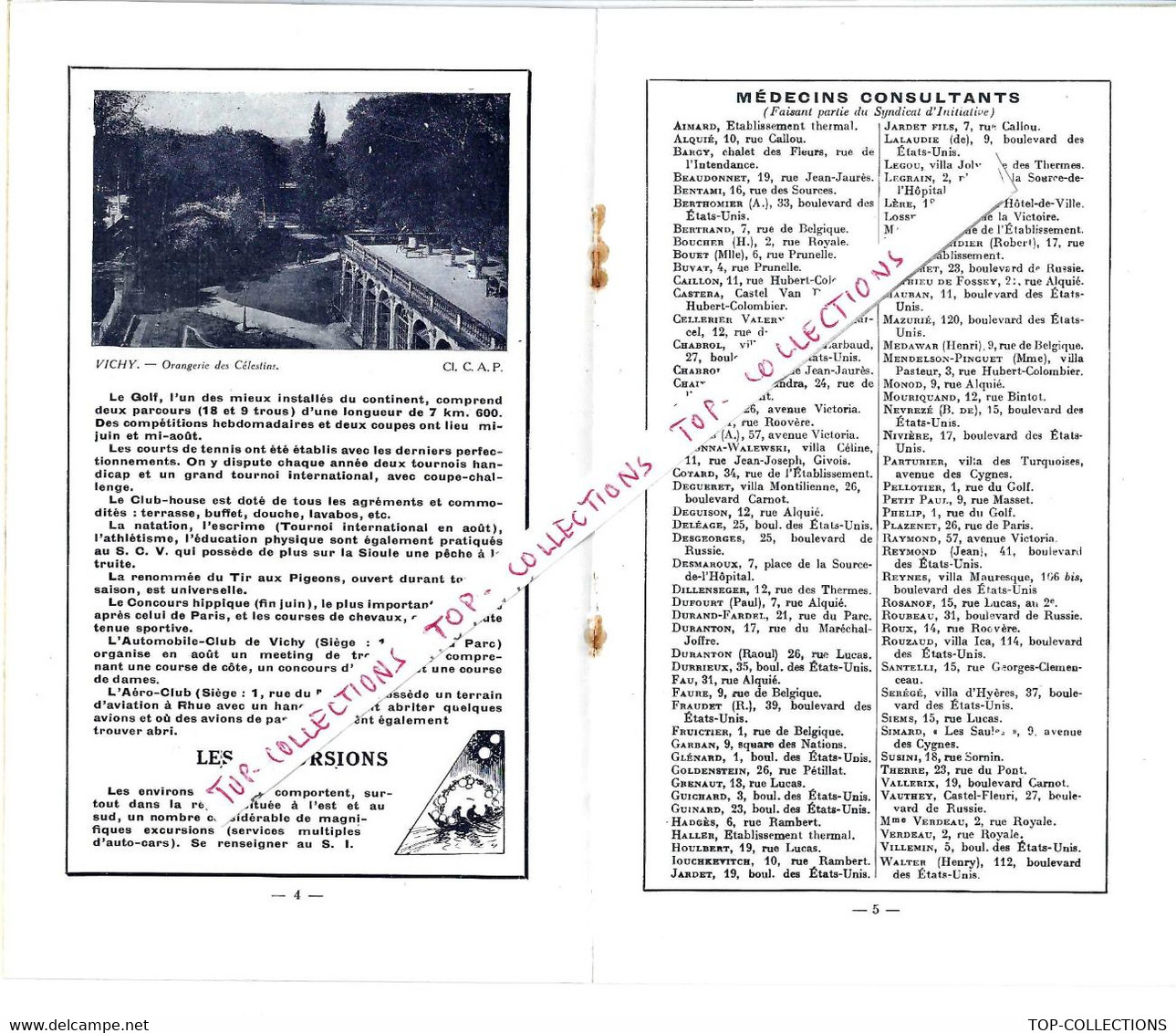 Vichy Circa 1925 ART DECO PLAQUETTE Du Syndicat D’initiative AVEC PLAN B.E.V.SCANS - Toeristische Brochures