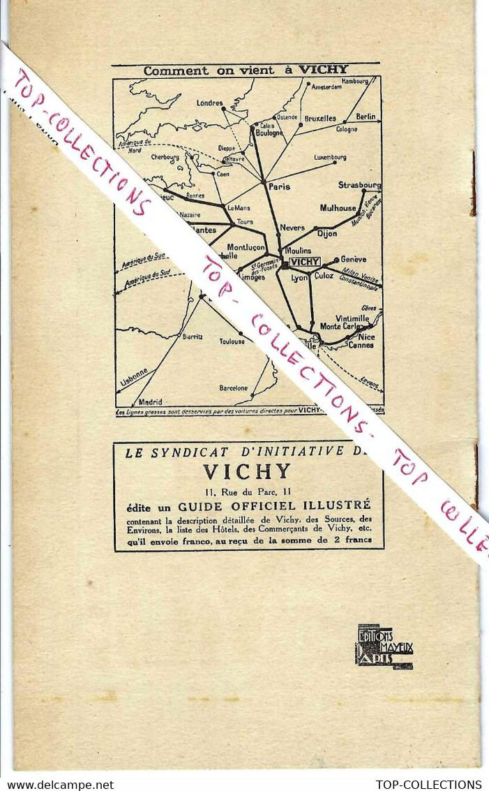 Vichy Circa 1925 ART DECO PLAQUETTE Du Syndicat D’initiative AVEC PLAN B.E.V.SCANS - Dépliants Turistici