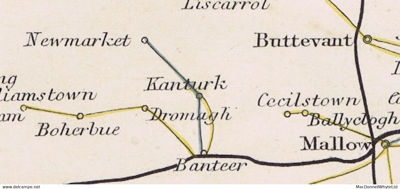 Ireland Cork 1844 Italic "Kanturk/Penny Post" On Unpaid Cover To The EIC In London Re Private John Ryan - Prefilatelia