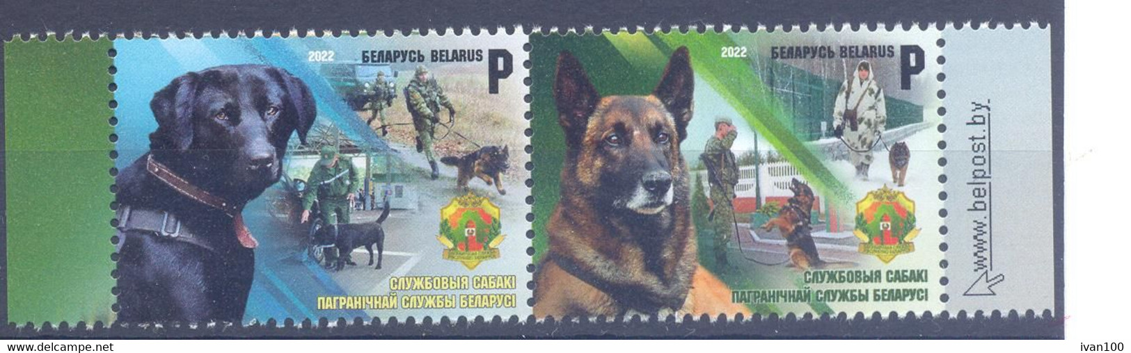 2022. Belarus, Service Dogs Of The Border Guard Service Of Belarus, 2v Se-tenant,  Mint/** - Belarus
