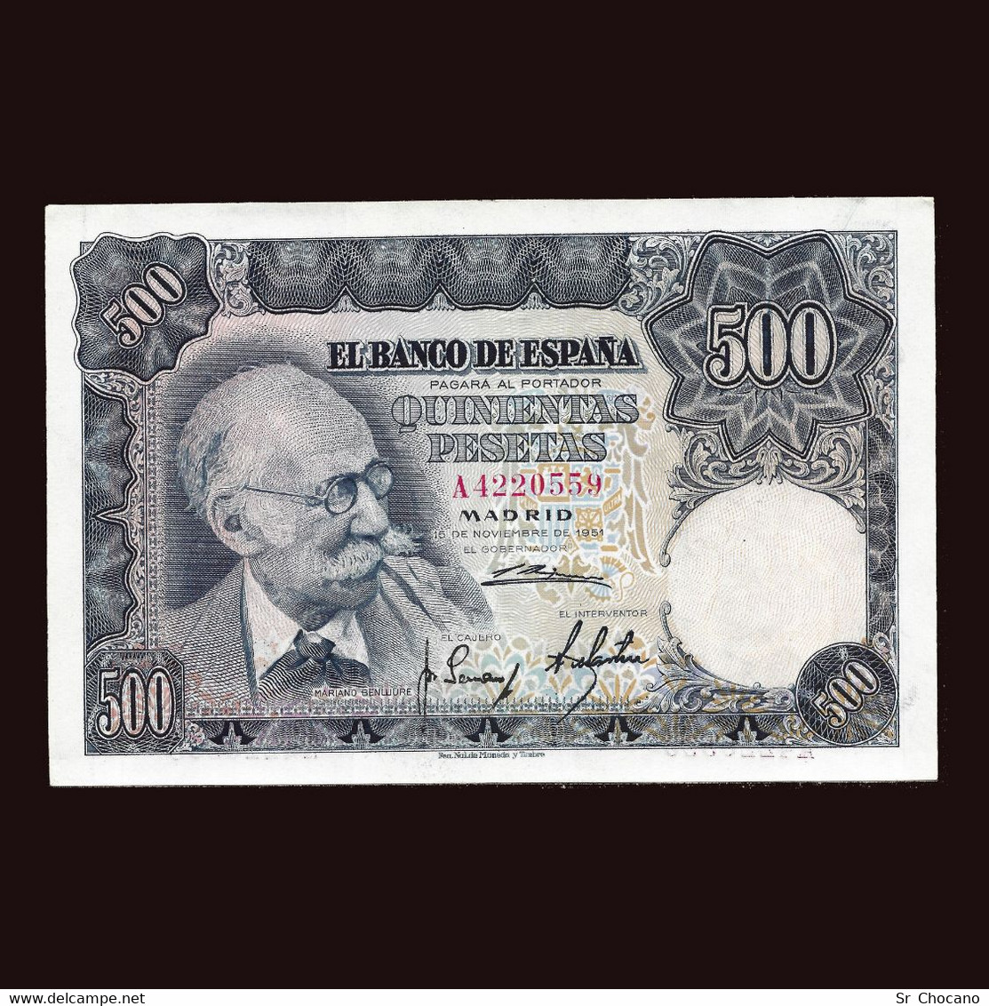 Billete. 500 Pts. 15 De Noviembre De 1951.Sin Circular. EBC. Serie A . T 559 - 500 Pesetas