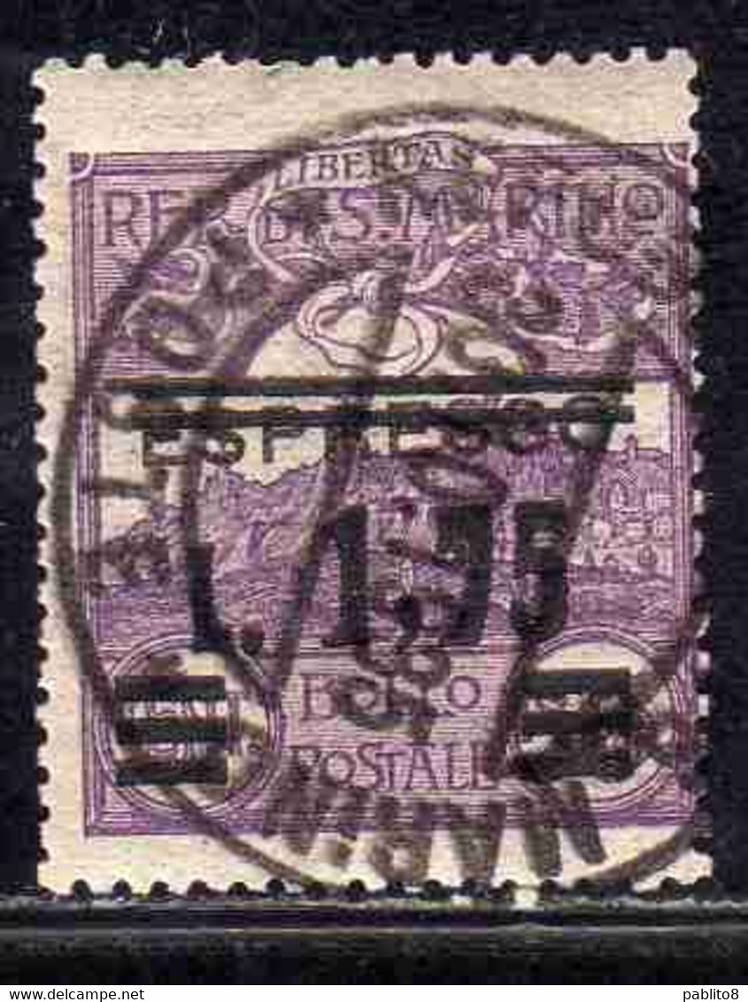 REPUBBLICA SAN MARINO 1927 ESPRESSO SOPRASTAMPATO SPECIAL DELIVERY SURCHARGED LIRE 1,75 SU 50c 25c USATO USED OBLITERE' - Used Stamps