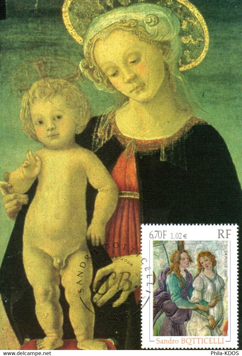 " OEUVRE DE BOTTICELLI " Sur Carte Maximum De 2000 En Parfait état. N° YT 3301. CM - Madonna