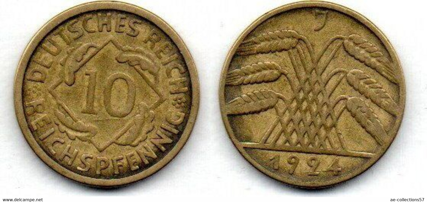 Allemagne -  10 Reichspfennig 1924 J TTB - 10 Renten- & 10 Reichspfennig