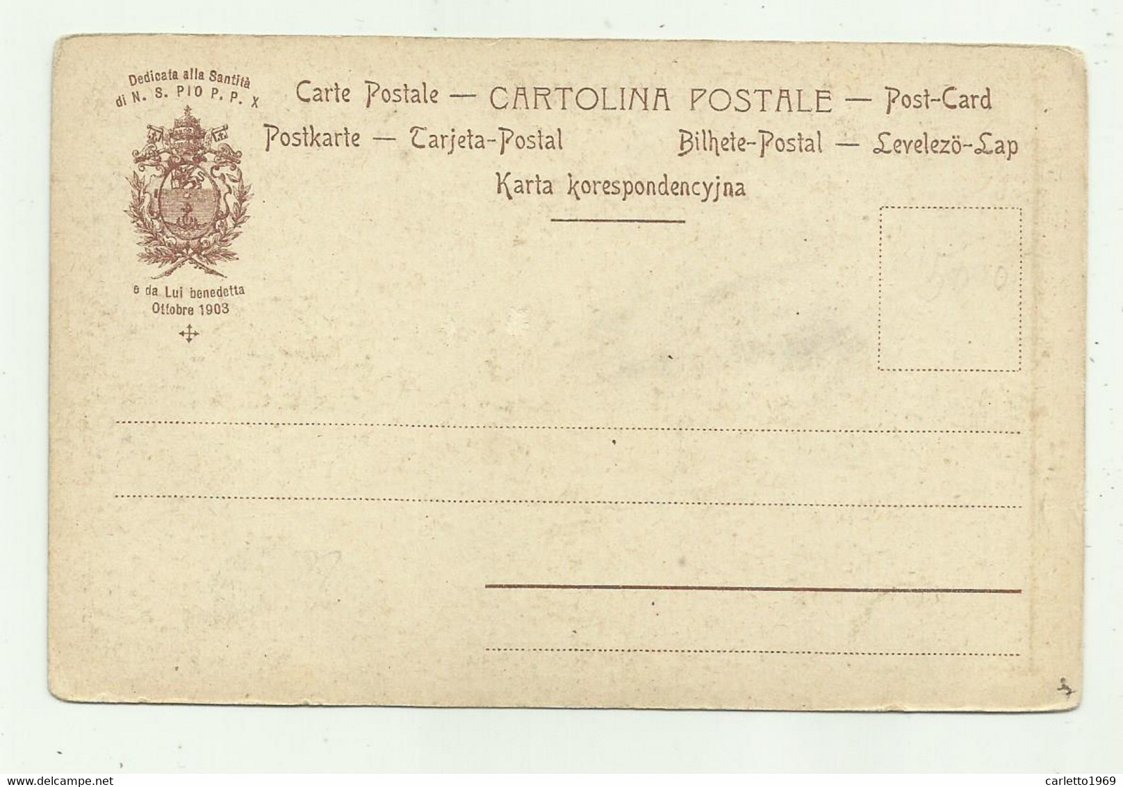 S.ELEUTERIO  MARTIRE DELL'EPIRO  - CARTOLINA DEDICATA A PIO P.P X DA LUI BENEDETTA OTTOBRE 1903 -   NV  FP - Santos