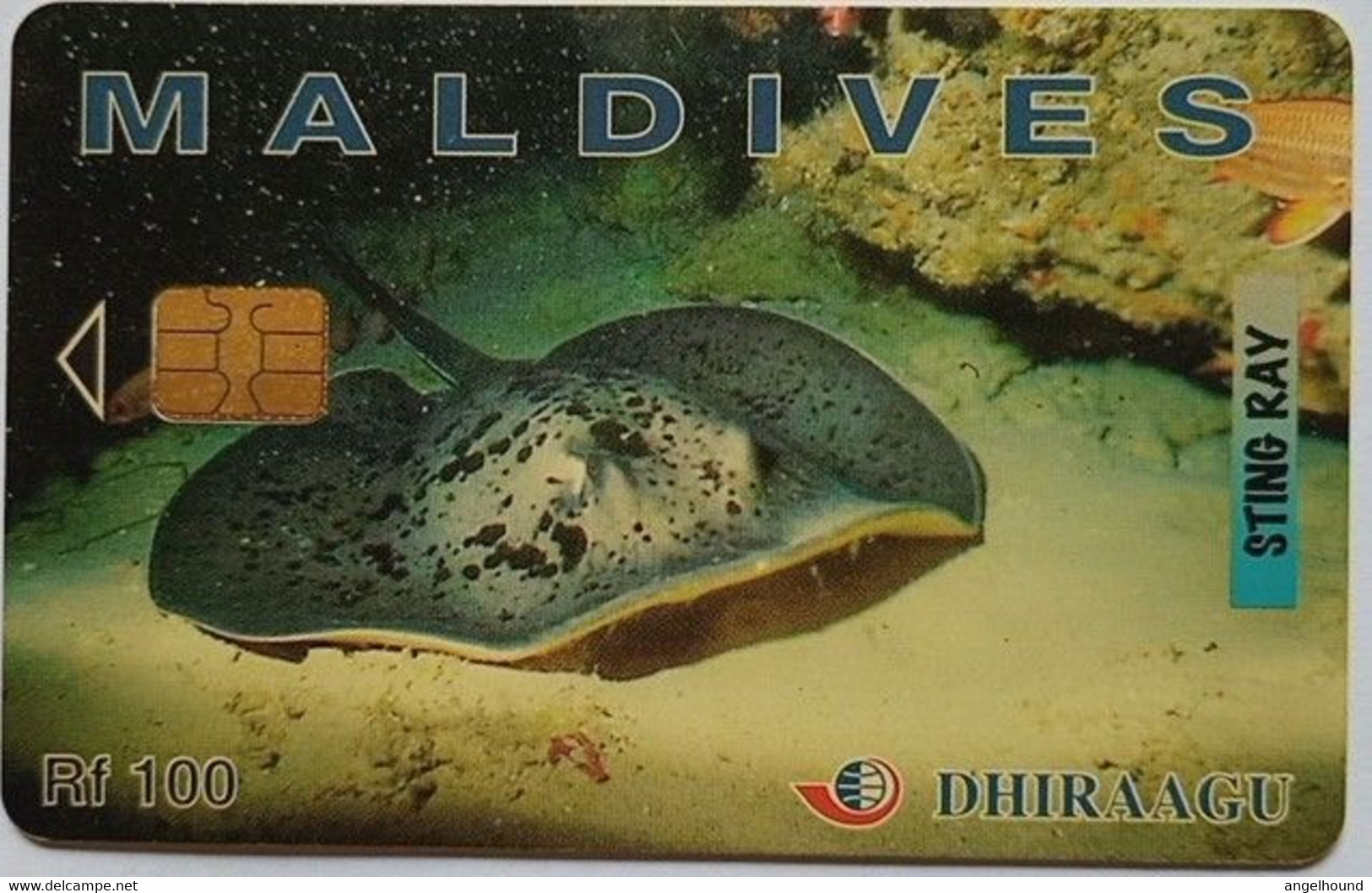 Maldives Chip Card Rf.100, 290MLDGIA  " Sting Ray " - Maldiven
