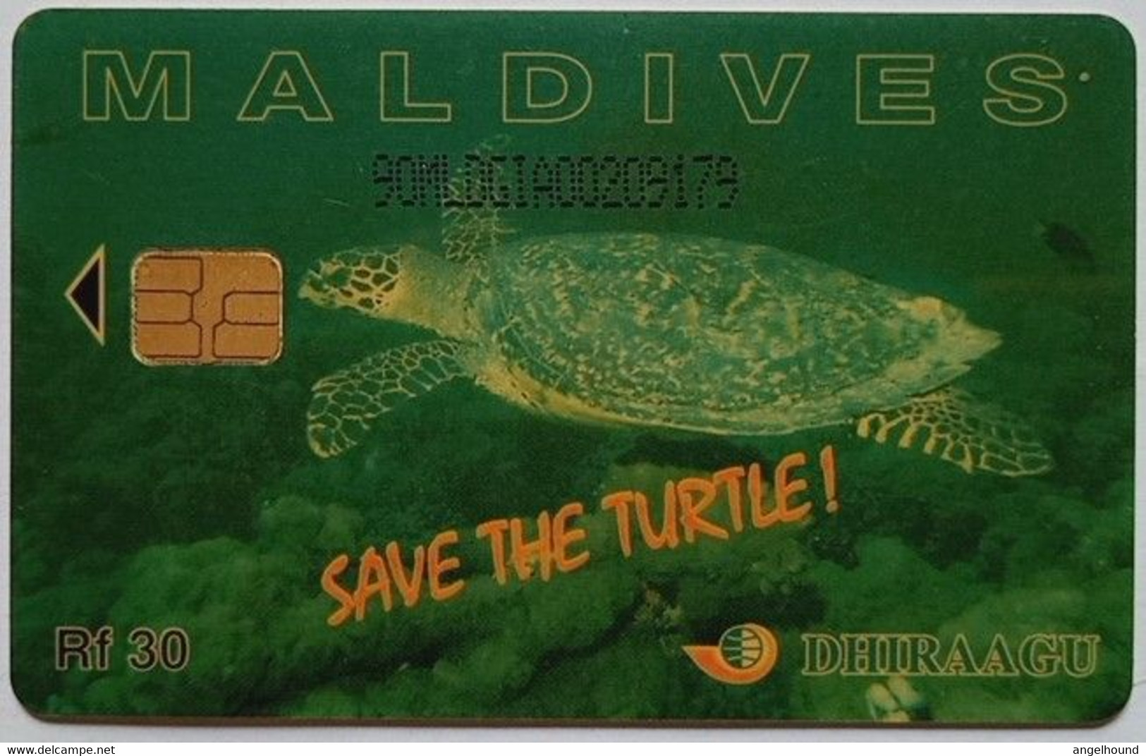 Maldives Chip Card Rf.30, 90MLDGIA " Save The Turtle " - Maldives