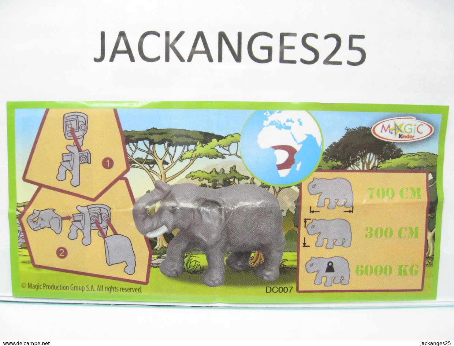 KINDER MPG DC 007 ELEPHANT ANIMAUX NATOONS TIERE 2011 + BPZ - Familles
