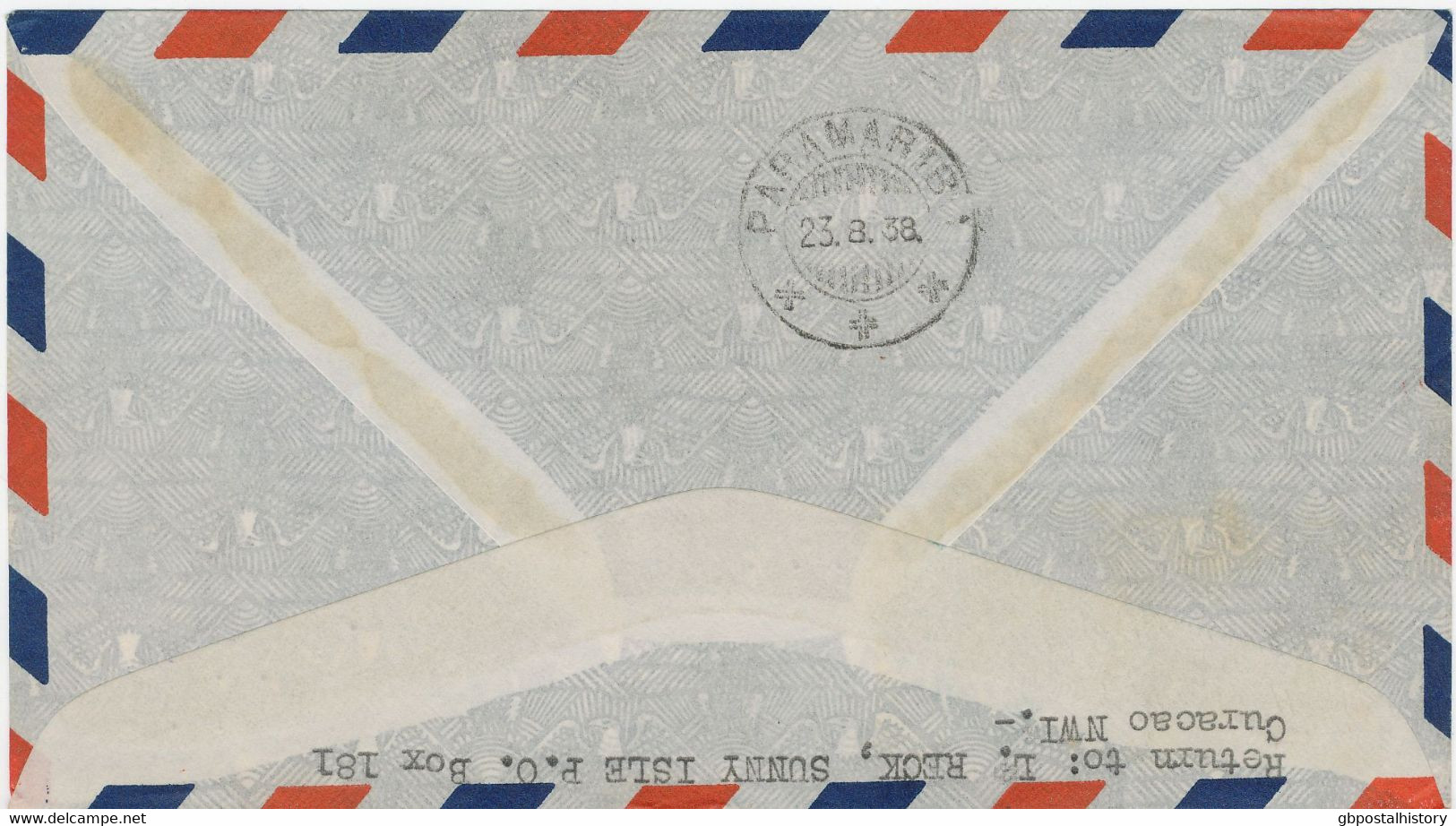 CURACAO - NIEDERLÄNDISCHE ANTILLEN 1938 Merkur 20C (2x) Selt. MeF A. Sehr Selt. Kab.-Erstflug Mt KLM "CURACAO - SURINAM" - Antille
