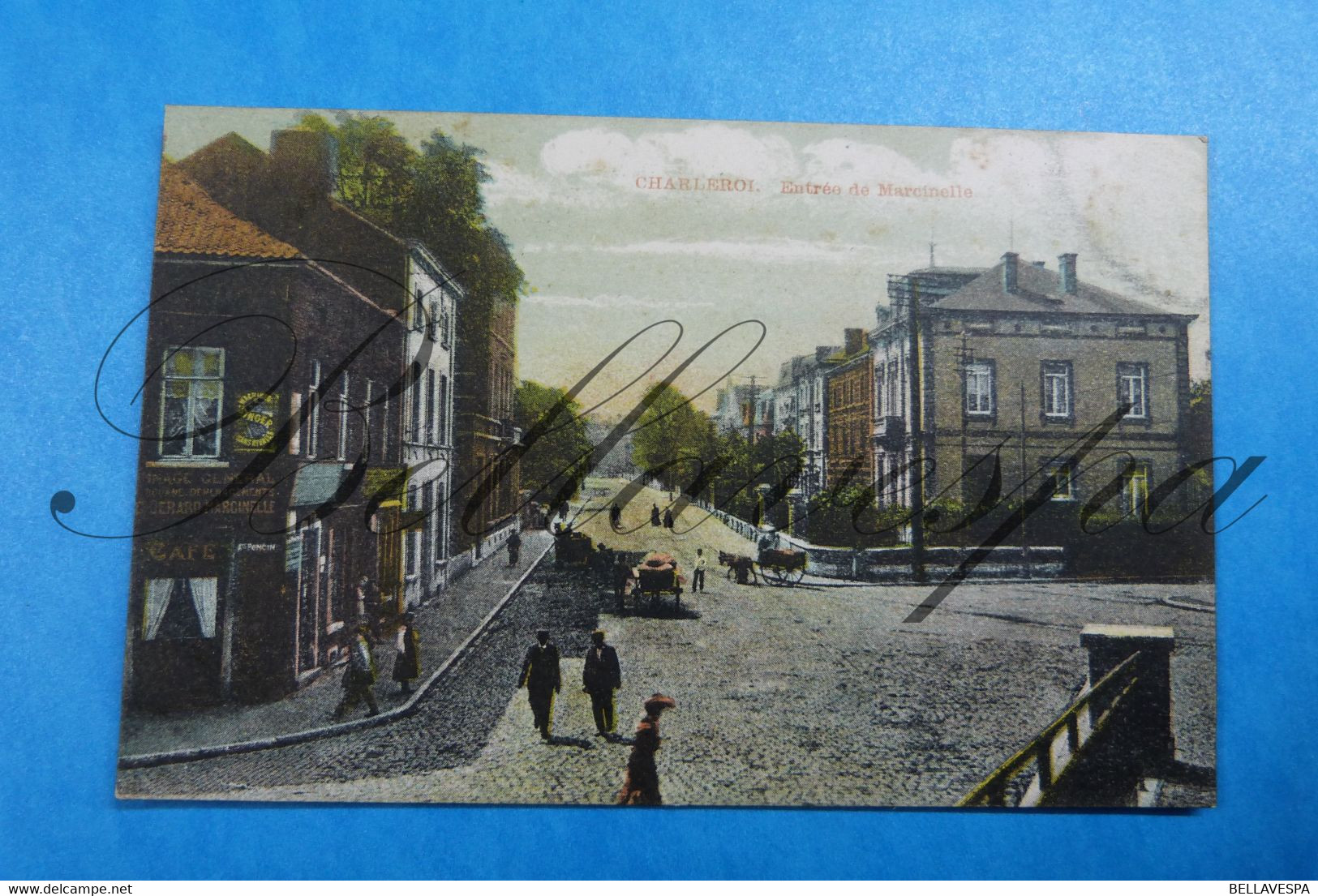 Charleroi Blvd Audent & Enttrée De Marcinelle -Cafe Poncin-1908- 2 X Cpa - Charleroi