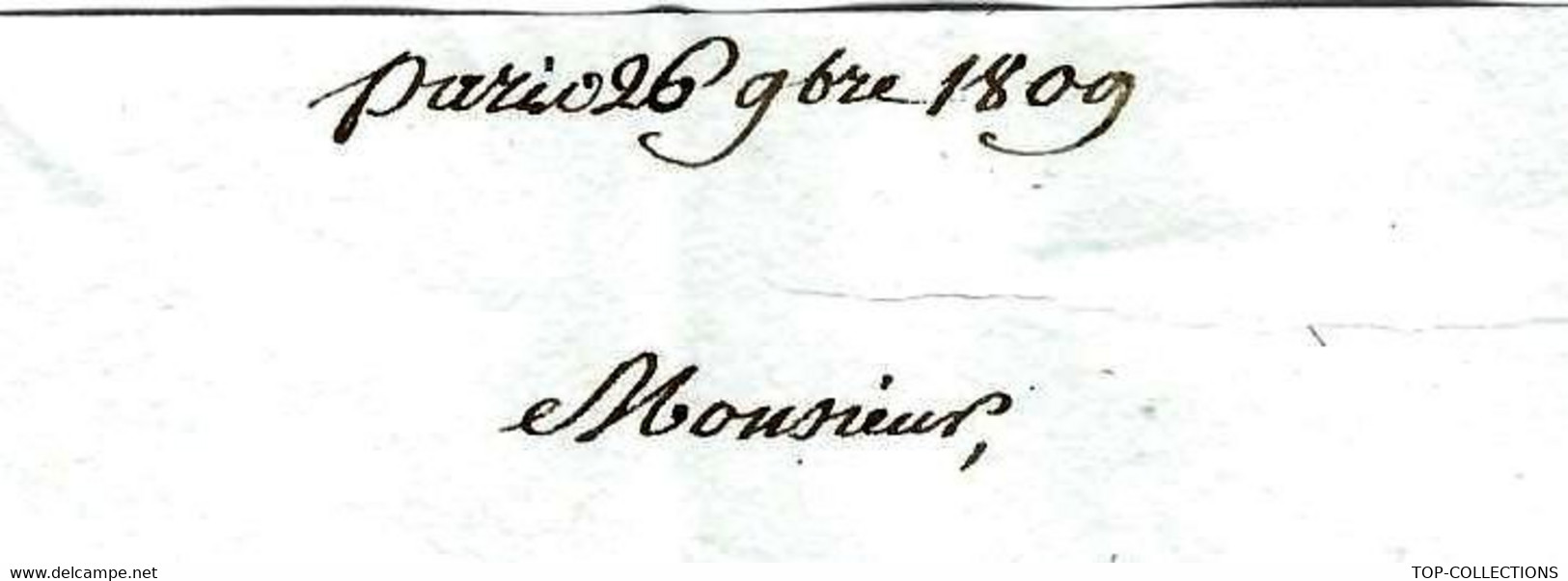 1809 LETTRE FAMILLE Sign. Monrocq Paris Pour Fréderic De Bérenger Château De Treilly Manche V.SCANS - Autres & Non Classés
