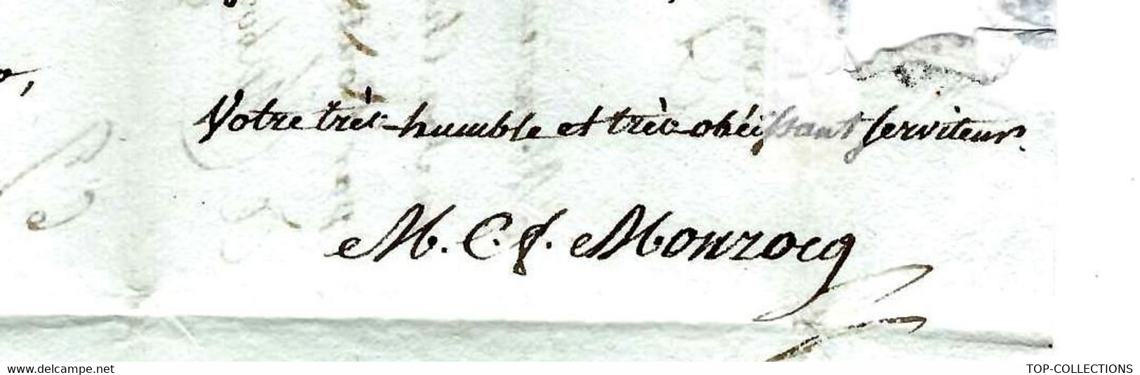 1809 LETTRE FAMILLE Sign. Monrocq Paris Pour Fréderic De Bérenger Château De Treilly Manche V.SCANS - Otros & Sin Clasificación