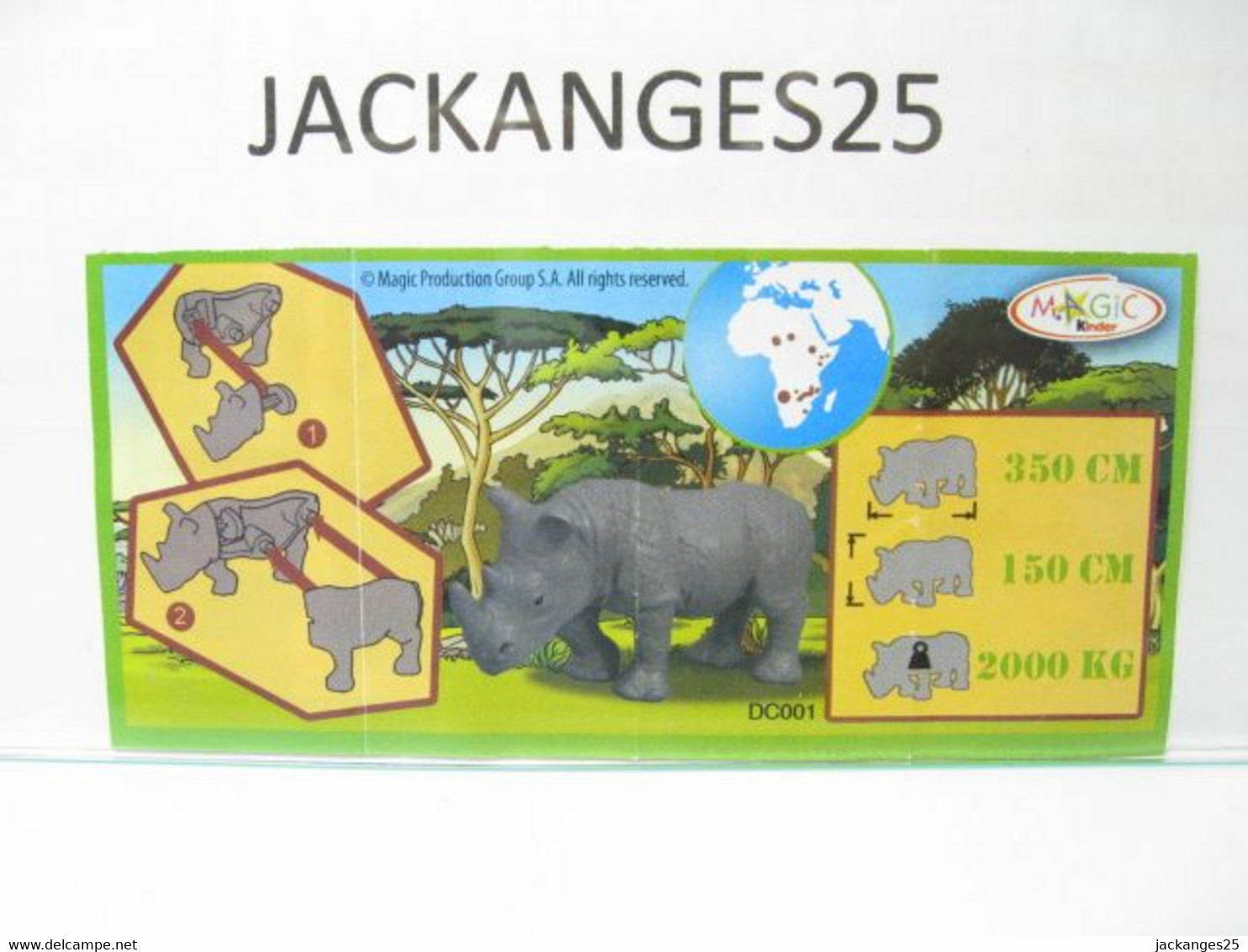 KINDER MPG DC 001 RHINOCEROS ANIMAUX NATOONS TIERE 2011 + BPZ - Families